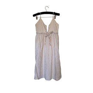 LINE + DOT Ryline Striped Midi Paper Bag Waist Dress Size Small